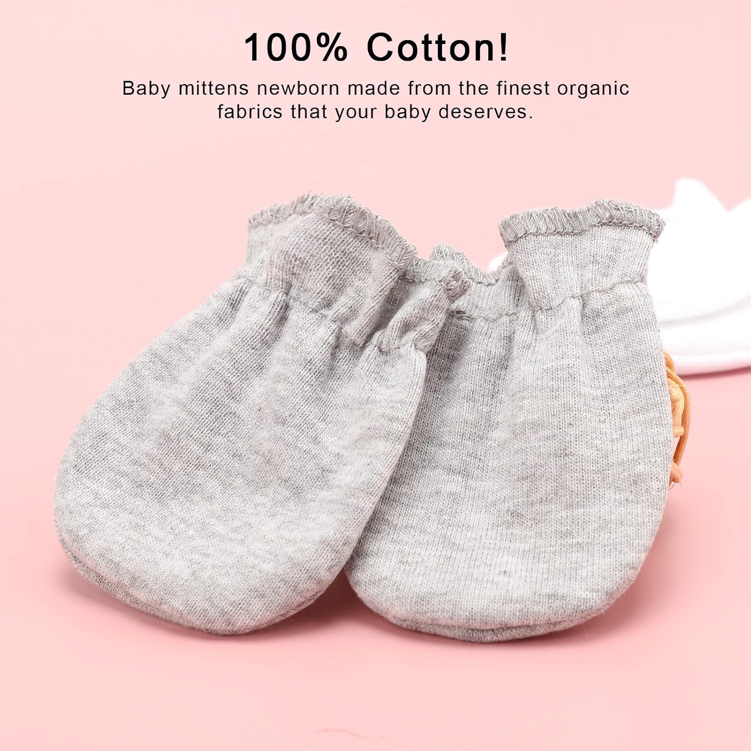 BQUBO Newborn Infant Toddler Mittens No Scratch Cotton Elastic Wrist Gloves Hypoallergenic for 0-6 Months Baby Boys Girls - Image 4
